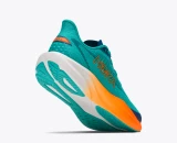 Hoka Big Kids' Mach 7 Running Shoes Night Glow Blue Neon Tangerine tilt view
