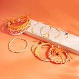 Pura Vida Game Day Friendship Bracelet Pack Orange and White detail