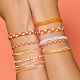Pura Vida Game Day Friendship Bracelet Pack Orange and White stacked