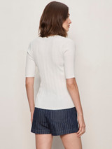Sanctuary Women's Air of Ease Half Sleeve Tee in Chalk side view