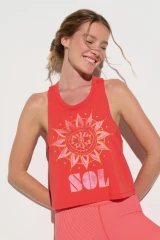 Spiritual Gangster Women's Comet Racerback Tank in Sunset Red