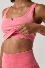 Spiritual Gangster Women's Seamless Love 2.0 Bra Top in Sunset Red side view