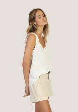 Dylan Women's Bobbi Button Tank in White front view