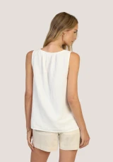 Dylan Women's Bobbi Button Tank in White detail view
