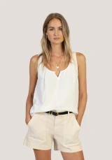 Dylan Women's Bobbi Button Tank in White back view