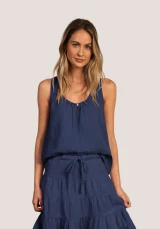 Dylan Women's Bobbi Button Tank in Navy