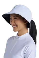 Coolibar Women's Ariel Reversible Chlorine Resistant Pool Hat in White/Black