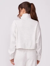 Thrive Societe Women's Ultraluxe Rib Mix Zip Front Jacket in Heather White