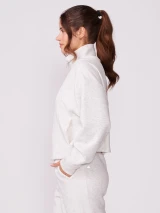 Thrive Societe Women's Ultraluxe Rib Mix Zip Front Jacket in Heather White