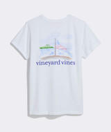 Vineyard Vines Women's Chasing Summer Short-Sleeve Pocket Tee in White Cap