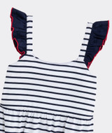 Vineyard Vines Girls' Pia Knit Dress in White/Navy back view
