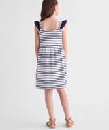 Vineyard Vines Girls' Pia Knit Dress in White/Navy side detail