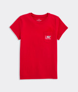 Vineyard Vines Girls' I Whale the USA Short-Sleeve Pocket Tee in Lighthouse Red