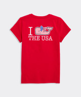 Vineyard Vines Girls' I Whale the USA Short-Sleeve Pocket Tee in Lighthouse Red