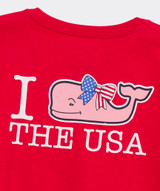 Vineyard Vines Girls' I Whale the USA Short-Sleeve Pocket Tee in Lighthouse Red back view