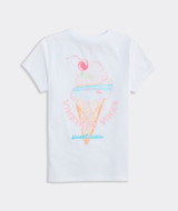 Vineyard Vines Girls' Ice Cream Scenic Short-Sleeve Pocket Tee in White Cap