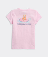 Vineyard Vines Girls' Pool Floatie Pup Short-Sleeve Pocket Tee in Pink Drink