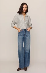 Z Supply Women's River Plaid Button Up Shirt River Emerald Cove Full