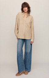 Z Supply Women's Reese Long Sleeve Button Up Shirt Light Toffee full view