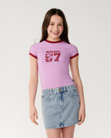 Rip Curl Girls' Surf 97 Fitted Tee Navy detail