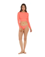 Body Glove Women's Ibiza Let it Be Crop Rashguard in Sunkissed full front