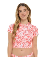 Body Glove Women's Blooms Rebel Crop Rashguard in Sunkissed