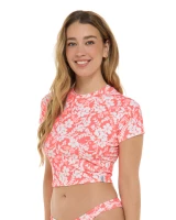 Body Glove Women's Blooms Rebel Crop Rashguard in Sunkissed detail view