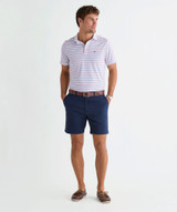 Vineyard Vines Men's Performance Air Tech Mesh Polo in White/Mariner/Blue front view