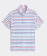 Vineyard Vines Men's Performance Air Tech Mesh Polo in White/Mariner/Blue laydown