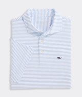 Vineyard Vines Men's Performance Air Tech Mesh Polo in White Cap/Jake Blue laydown