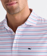 Vineyard Vines Men's Performance Air Tech Mesh Polo in White/Mariner/Blue side view