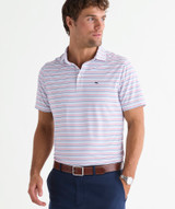 Vineyard Vines Men's Performance Air Tech Mesh Polo in White/Mariner/Blue chest view