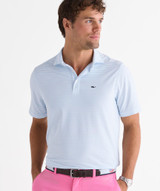 Vineyard Vines Men's Performance Air Tech Mesh Polo in White Cap/Jake Blue chest view