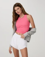 Vuori Women's Pose Plyo Tank Top Sunset Pink front view