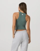 Vuori Women's Pose Plyo Tank Top Agate Green back view