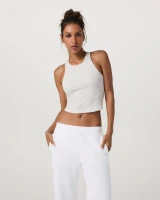 Vuori Women's Pose Plyo Tank Top White Heather front view