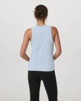 Vuori Women's Energy Long Tank Top Soft Sky Heather back view