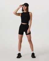 Vuori Women's Energy Long Tank Top Black full length view