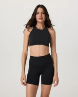 Vuori AllTheForm High Neck Sports Bra AT Black front detail