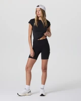 Vuori Women's Halo Baby Tee Solid Black full view