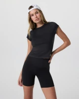 Vuori Women's Halo Baby Tee Solid Black front view