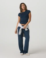 Vuori Halo Modern Straight Leg Pants Blue Coast Heather full body view