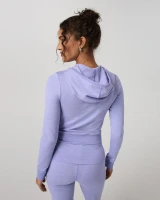 Vuori Women's Halo Mini Full Zip Hoodie Hyacinth Heather back
