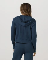 Vuori Women's Halo Mini Full Zip Hoodie Blue Coast Heather back