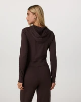 Vuori Women's Halo Mini Full Zip Hoodie Java Heather back