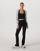 Vuori Women's Halo Mini Full Zip Hoodie Pale Grey Heather full view