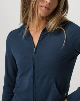Vuori Women's Halo Mini Full Zip Hoodie Blue Coast Heather detail