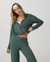 Vuori Halo Modern Full Zip Hoodie Agate Green front view