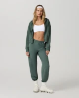 Vuori Halo Modern Full Zip Hoodie Agate Green full length