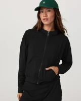 Vuori Halo Modern Full Zip Hoodie True Black front view